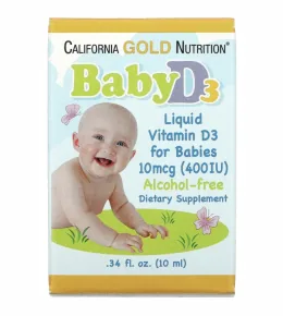 California Gold Nutrition, Baby Витамин D3 Liquid, 400 мкг, 10 мл
