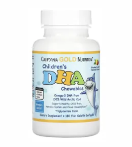 California Gold Nutrition, Children's DHA, 180 шт., клубника-лимон
