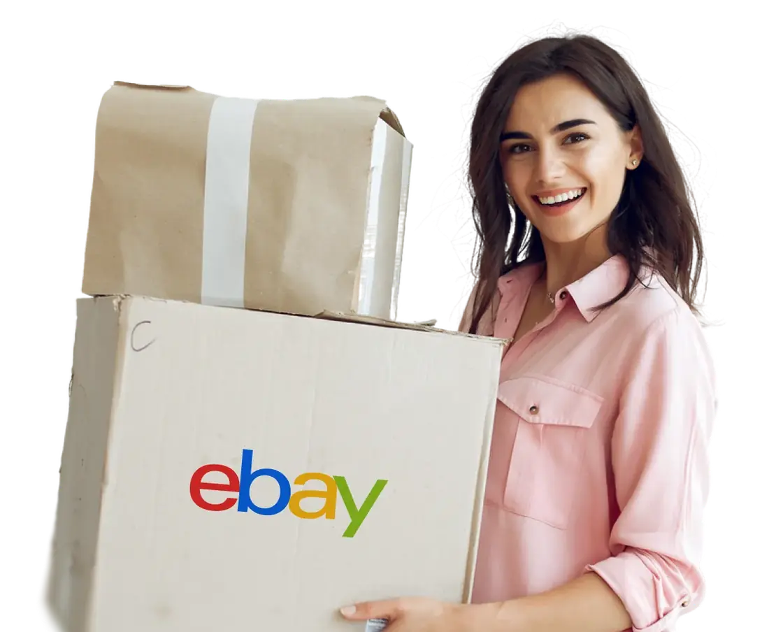 Девушка с коробкой eBay