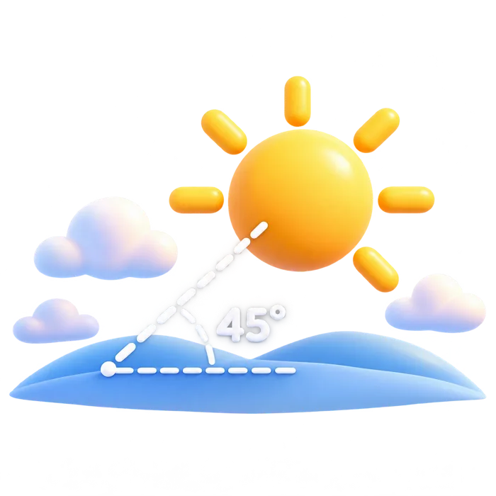 Sun angle of 45 degrees